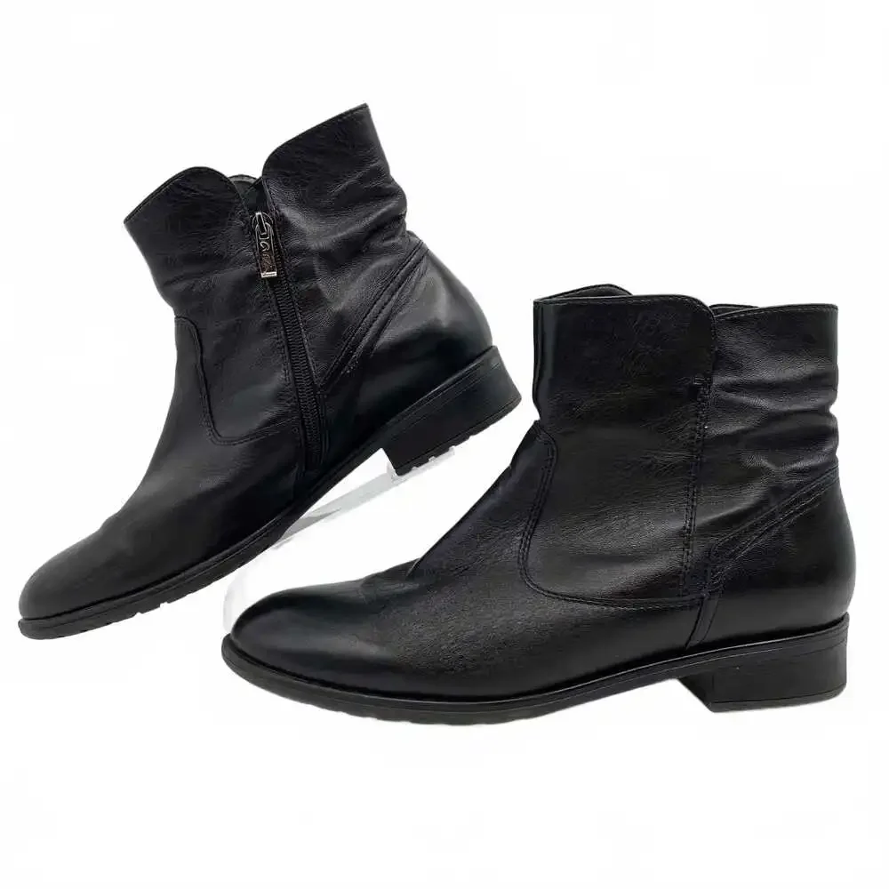 Ara Black Leather Fuzzy Lined Ankle Boots | Women’s Size 9